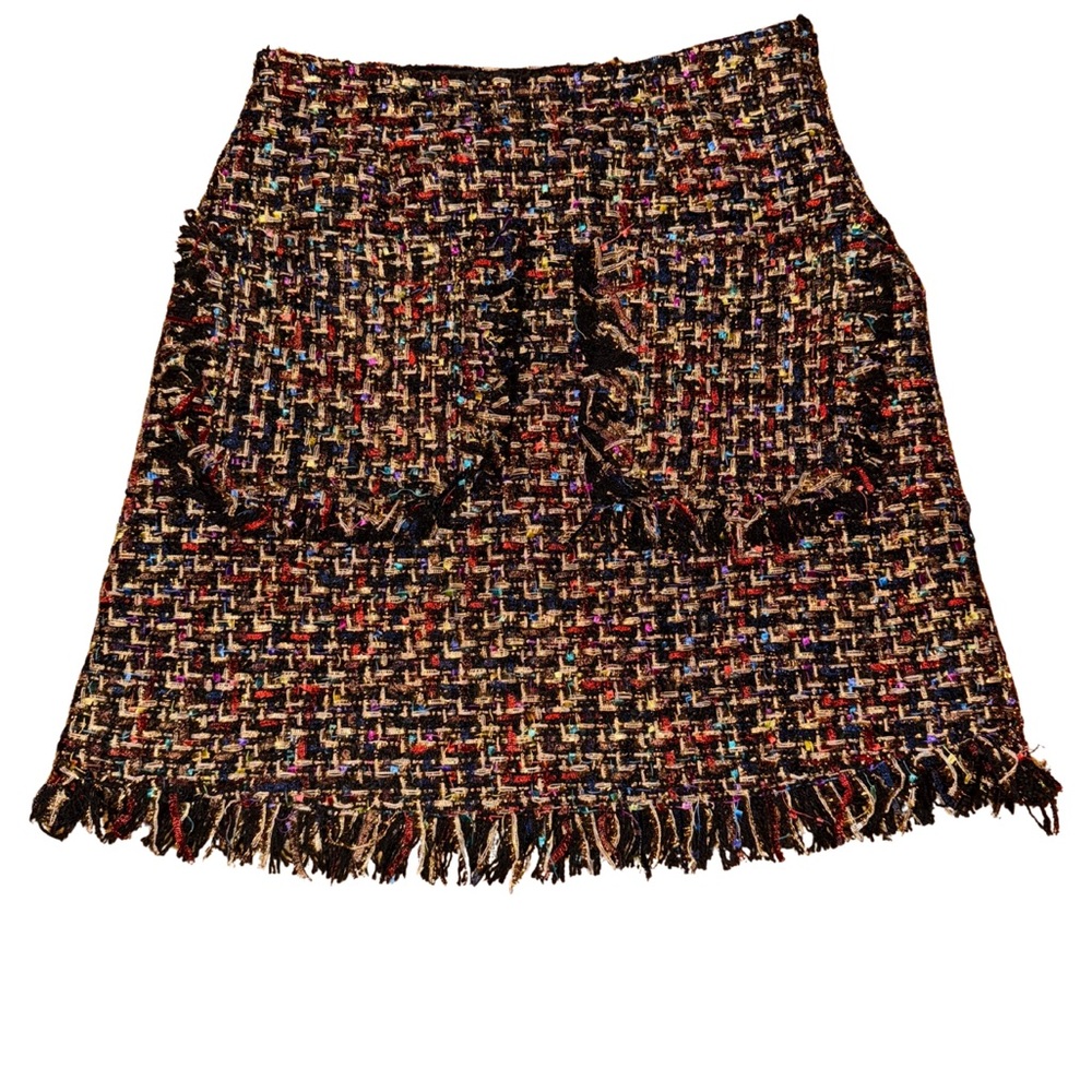 Eva Franco Colorful Tweed A-Line Skirt
